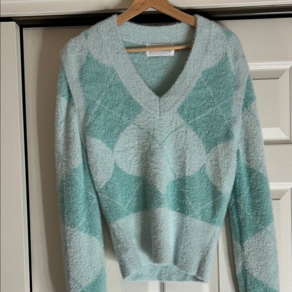 House of Sunny Light Blue Argyle V-Neck Sweater/ Sweater Vest - Picture 2 of 10